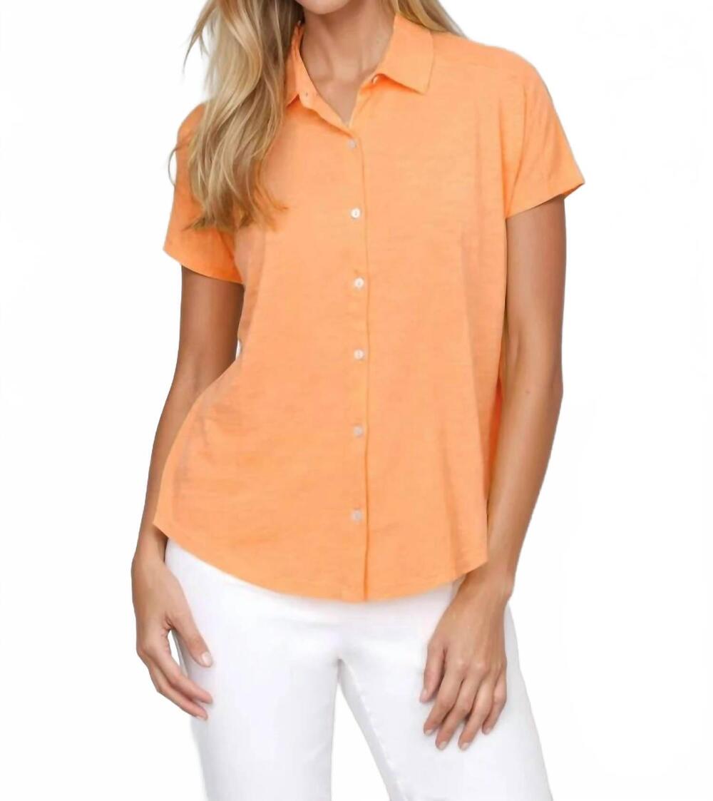 NEW ELLIOTT LAUREN button front tee in creamsicle